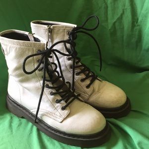 White Leather Combat Boots